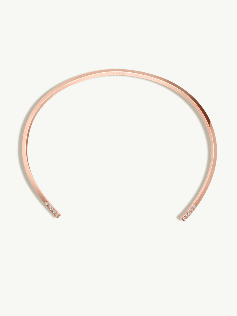 Laela Choker Necklace With Brilliant-Cut White Diamonds In 18K Rose Gold