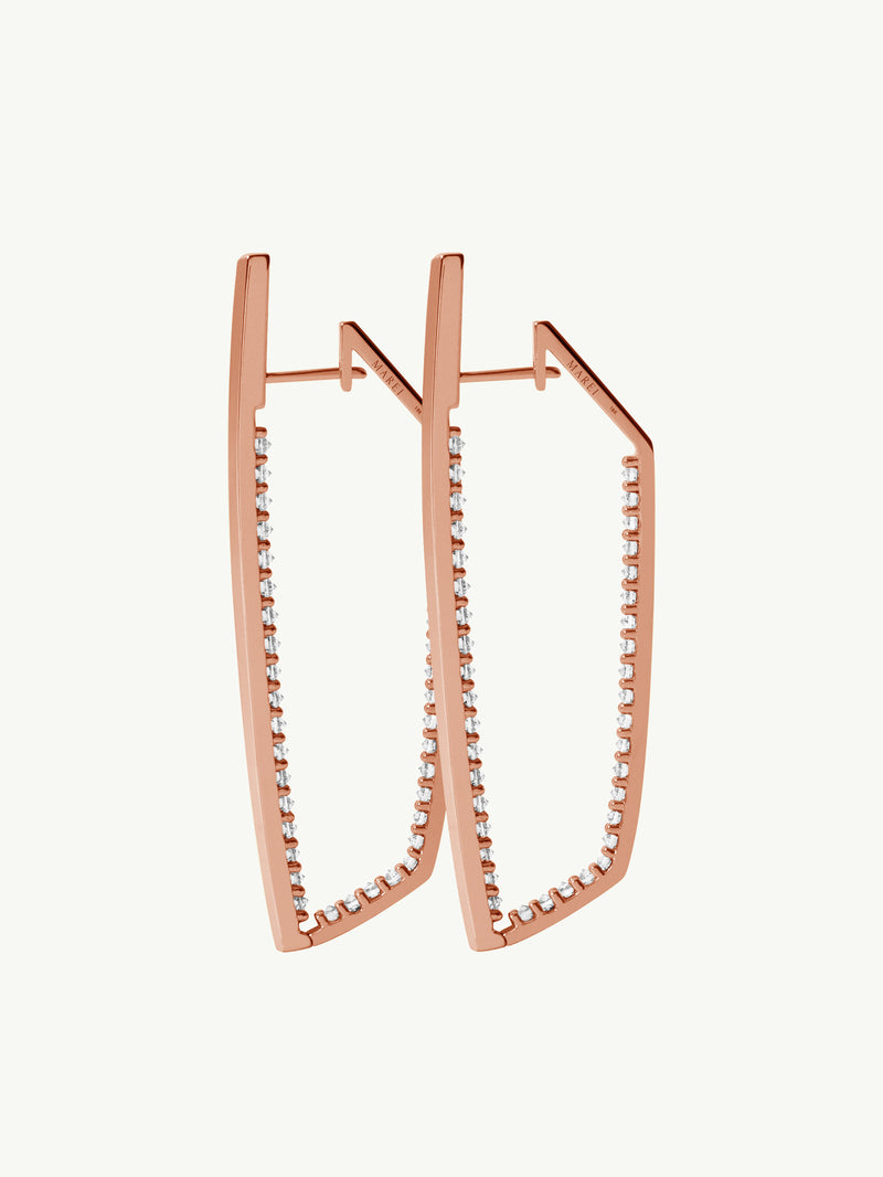 Lilith White Diamond Studded Earrings in 18K Rose Gold