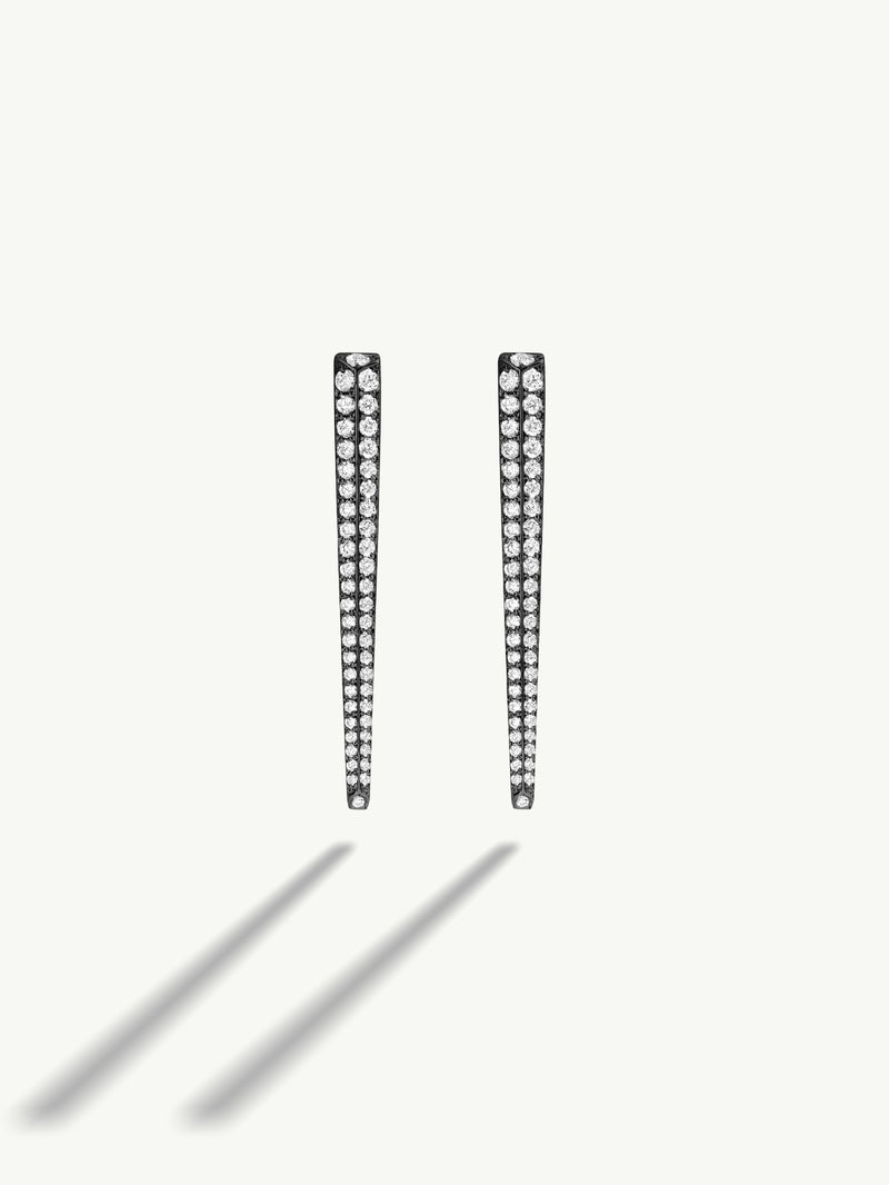 Lilith Dagger Earrings with Diamond Pavé In 18K Blackened Gold