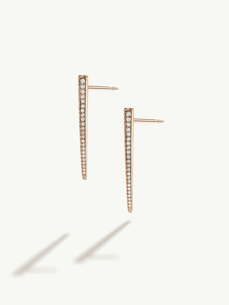 Lilith Dagger Pavé White Diamond Earrings In 18K Rose Gold