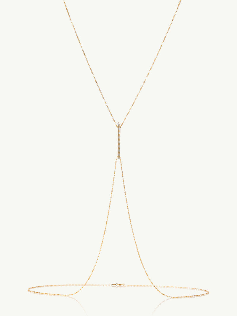 Aracelis Body Chain Necklace With Brilliant Pavé-Set Diamonds in 18K Yellow Gold