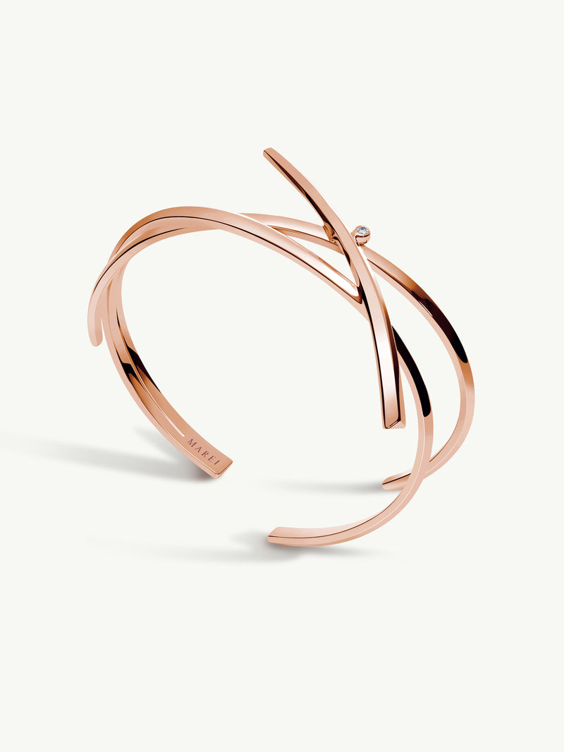 Pythia Serpentine Twist Diamond Cuff Bracelet in 18K Rose Gold