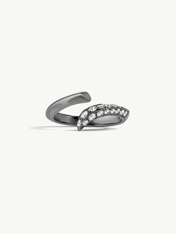 Pythia Twist Pavé Diamond Wedding Ring In 18K Black Gold