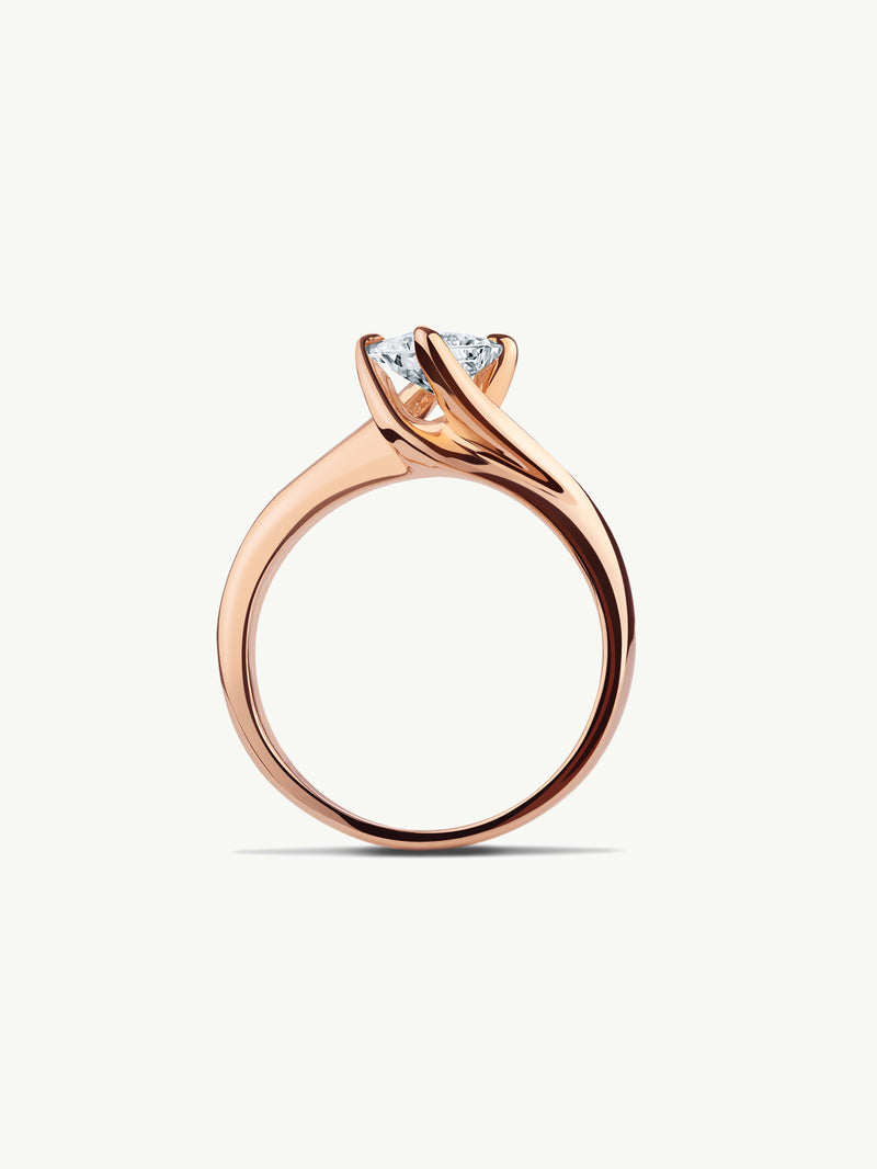 Pythia Serpentine Twist Brilliant Princess-Cut Diamond Engagement Ring In 18K Rose Gold