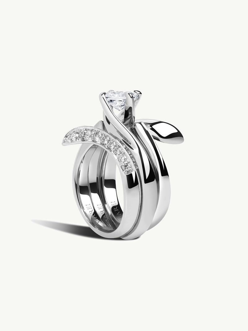 Pythia Serpentine Twist Brilliant Princess-Cut White Diamond Engagement Ring In Platinum