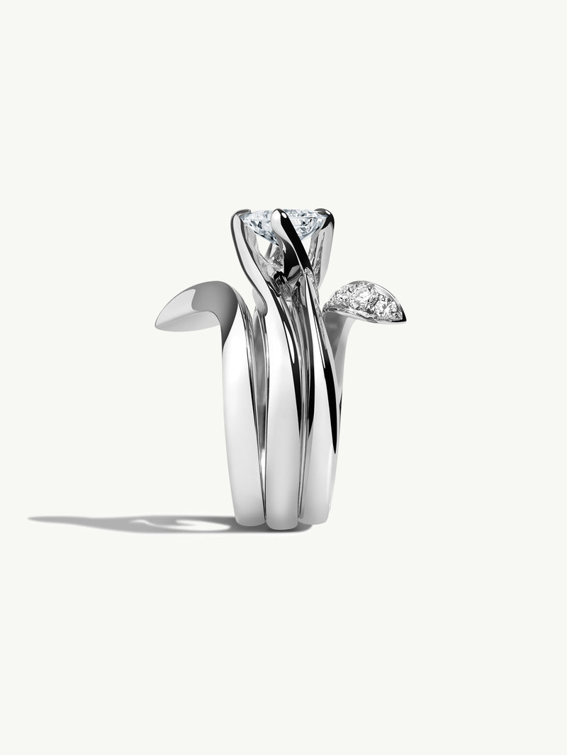 Pythia Serpentine Twist Brilliant Princess-Cut White Diamond Engagement Ring In Platinum