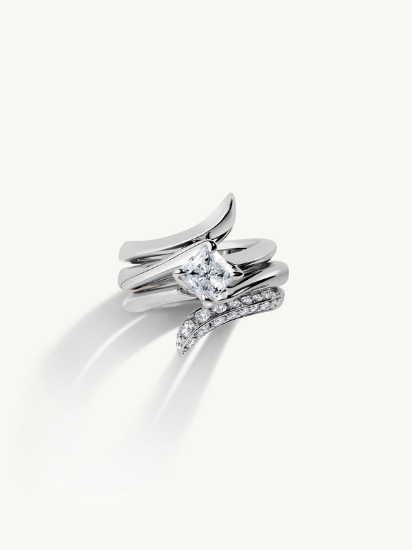 Pythia Serpentine Twist Brilliant Princess-Cut White Diamond Engagement Ring In Platinum