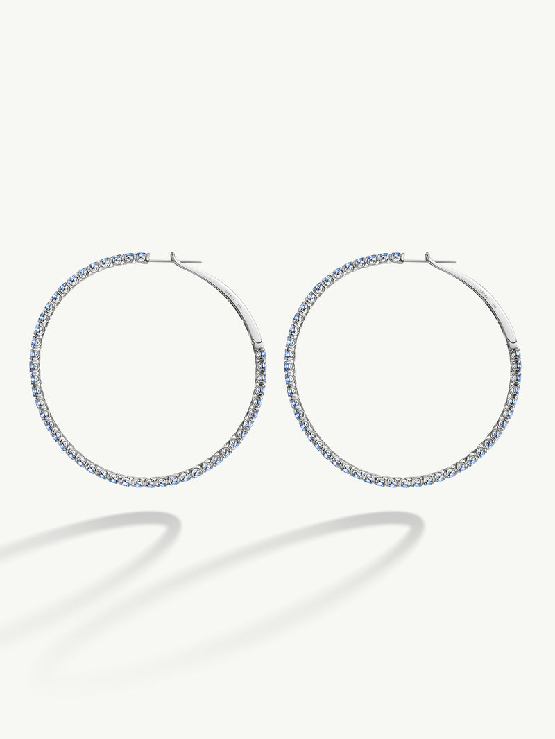 Seraphina XL Hoop Earrings With Brilliant-Cut Blue Sapphires In 18K White Gold