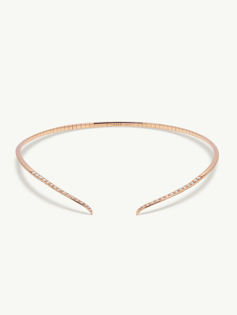 Palmyra Choker Necklace With Brilliant-Cut White Diamonds In 18K Rose Gold