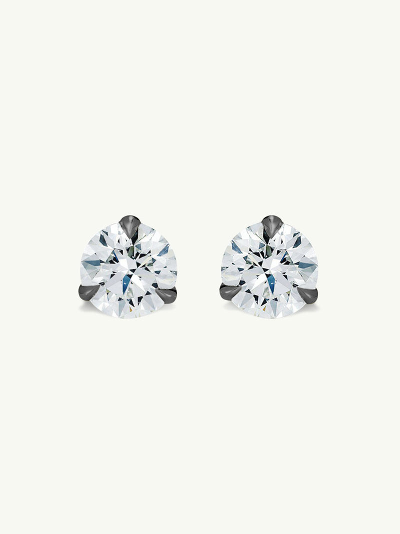 Eternal by Marei Solitaire Diamond Stud Earrings in 3-Prong Settings, 2.00 Carats