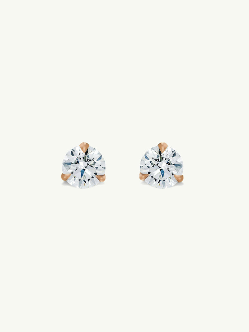 Eternal by Marei Solitaire Diamond Stud Earrings in 3-Prong Settings, 0.50 Carat