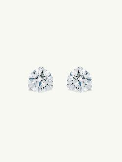 Solitaire White Diamond Stud Earrings in 3-Prong Settings,  1.00 Carat