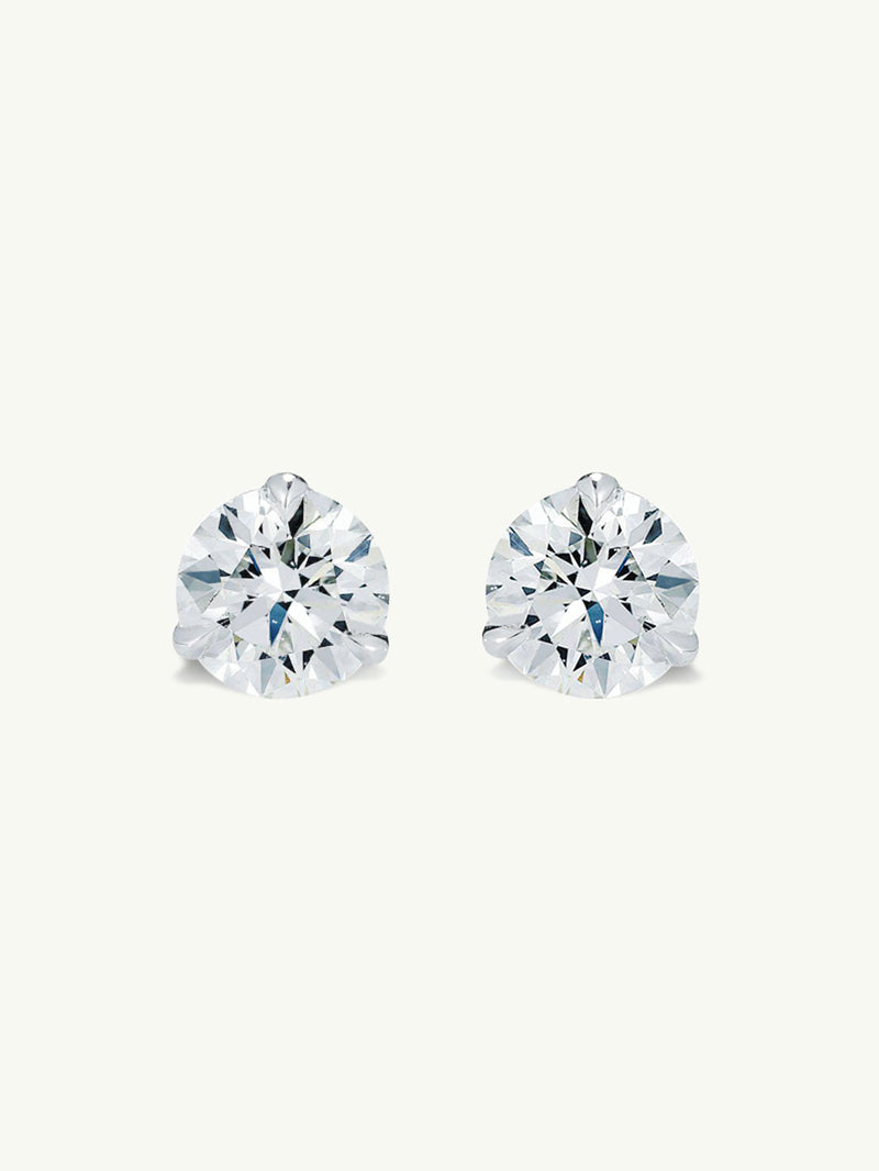 Eternal by Marei Solitaire Diamond Stud Earrings in 3-Prong Settings, 2.00 Carats