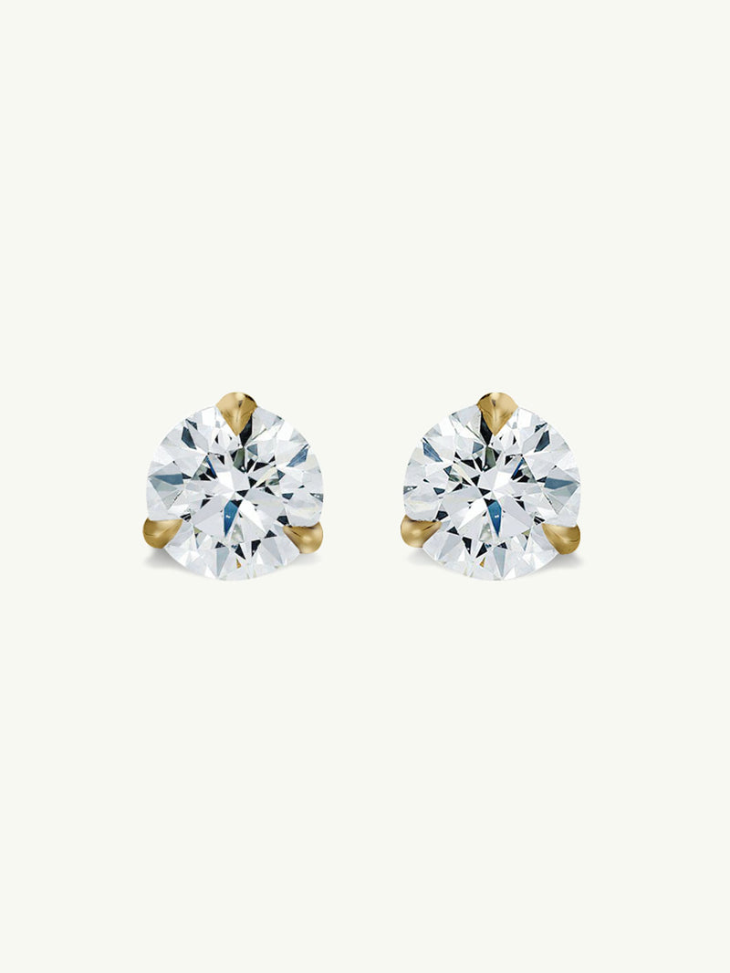 Eternal by Marei Solitaire Diamond Stud Earrings in 3-Prong Settings, 2.00 Carats