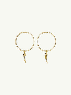 Damian Horn Talisman Pendant Hoop Earrings In 18K Yellow Gold