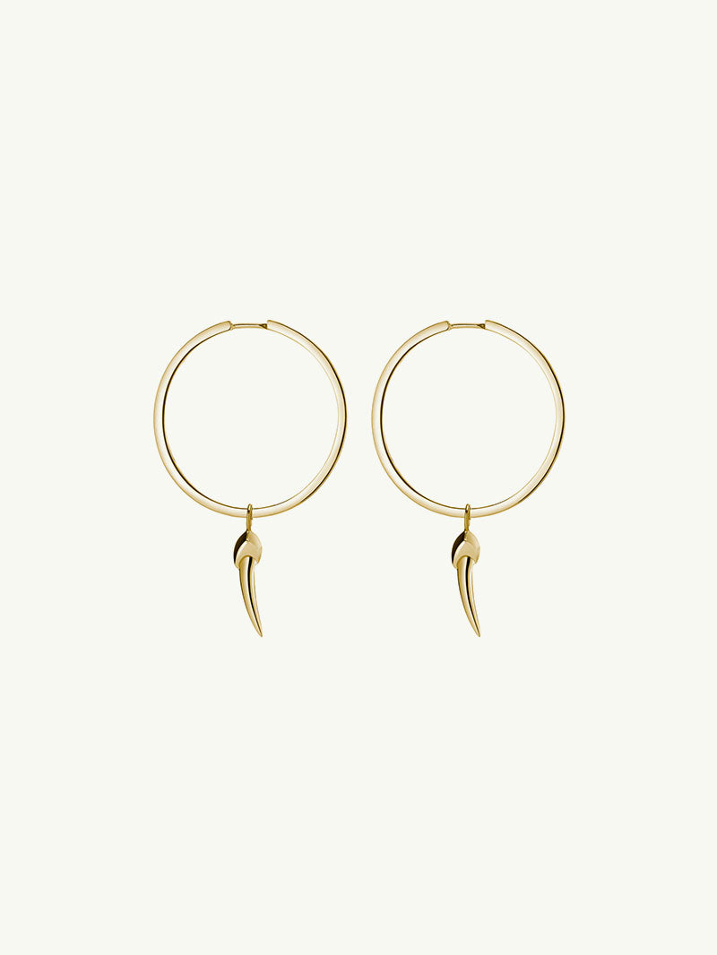 Damian Horn Talisman Pendant Hoop Earrings In 18K Yellow Gold