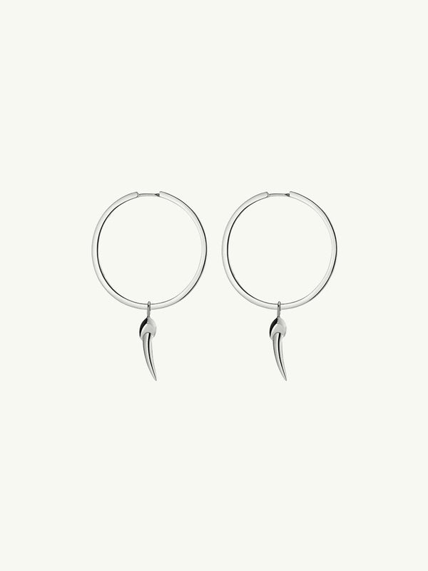 Damian Horn Talisman Pendant Hoop Earrings In Sterling Silver