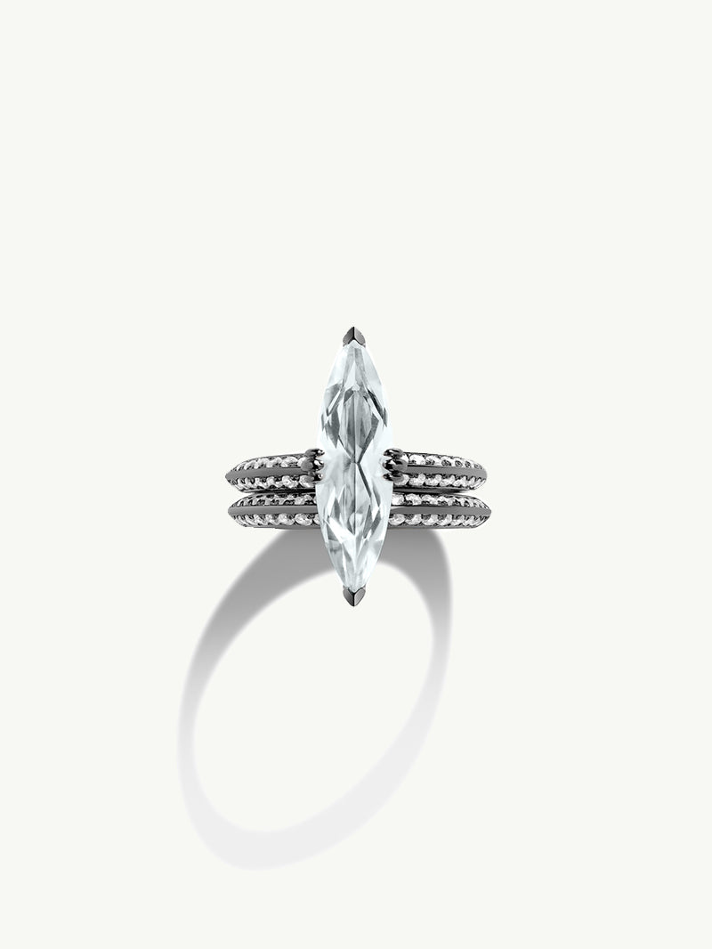 Marei Beveled-Edge Pavé White Diamond Wedding Ring In 18K Blackened Gold