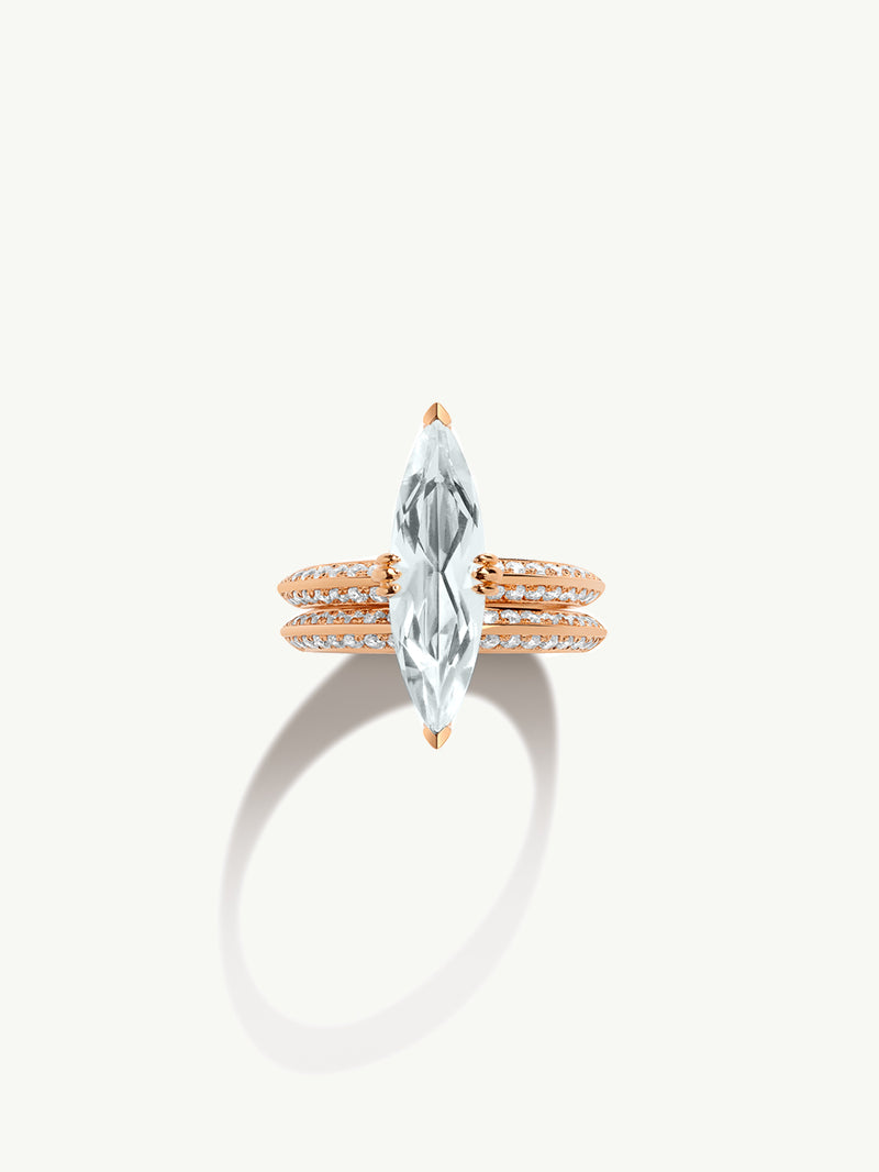 Marei Beveled-Edge Pavé White Diamond Band In 18K Rose Gold