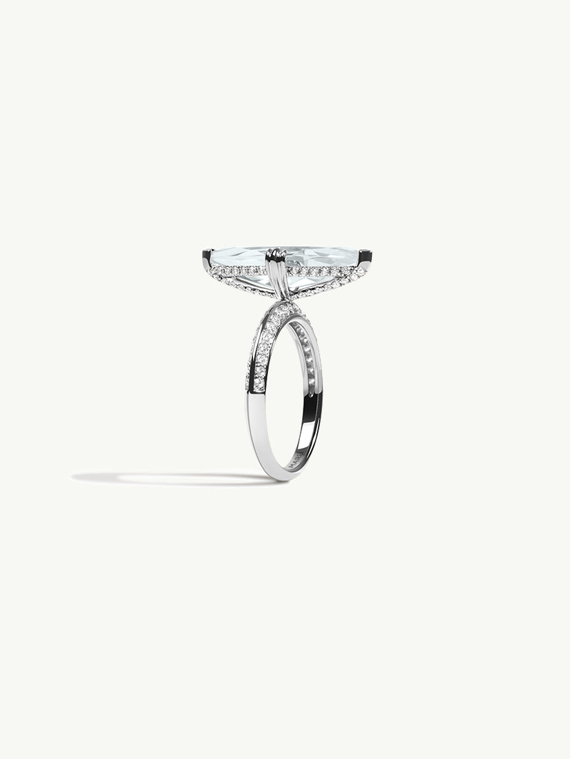 Marei Diamond Halo Marquise-Cut White Aquamarine Engagement Ring In Platinum