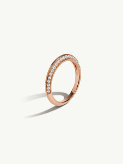 Marei Beveled-Edge Pavé White Diamond Band In 18K Rose Gold