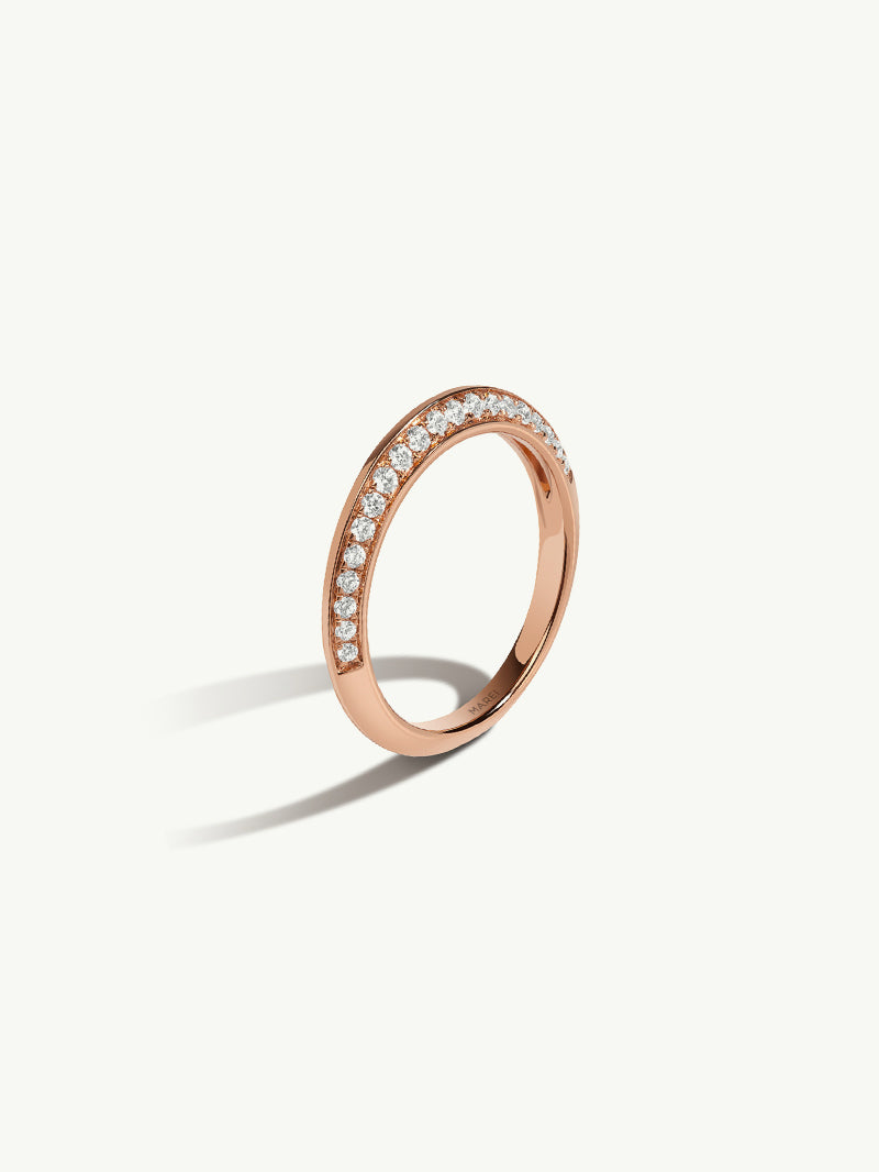Marei Beveled-Edge Pavé White Diamond Band In 18K Rose Gold