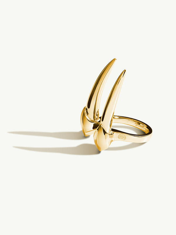 Damian Brevis Horn Talisman Ring In Yellow Gold Vermeil