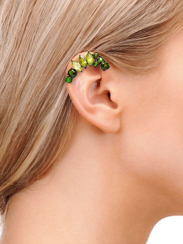 ISADORA GREEN GEMSTONE EAR CUFF ON MODEL