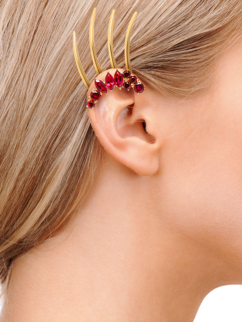 ISADORA GARNET GEMSTONE EAR CUFF - SHOWN ON MODEL