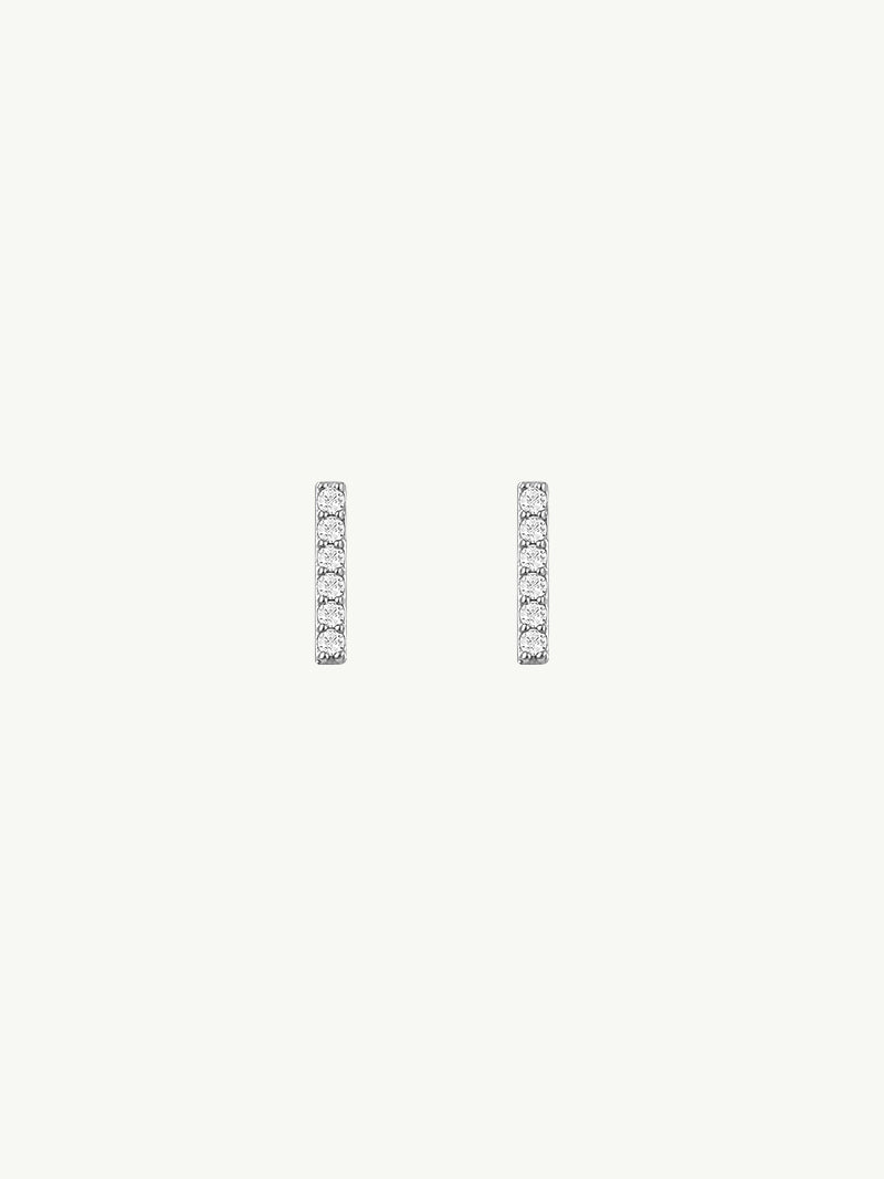 Micro Bar Earrings With Pavé Diamonds, 0.10 CTW