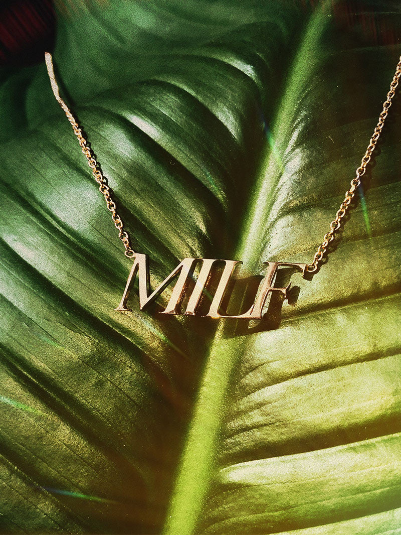 Archive – 'MILF’ (Mother I’ll Love Forever) Pendant Necklace in 14K Rose Gold, Sample