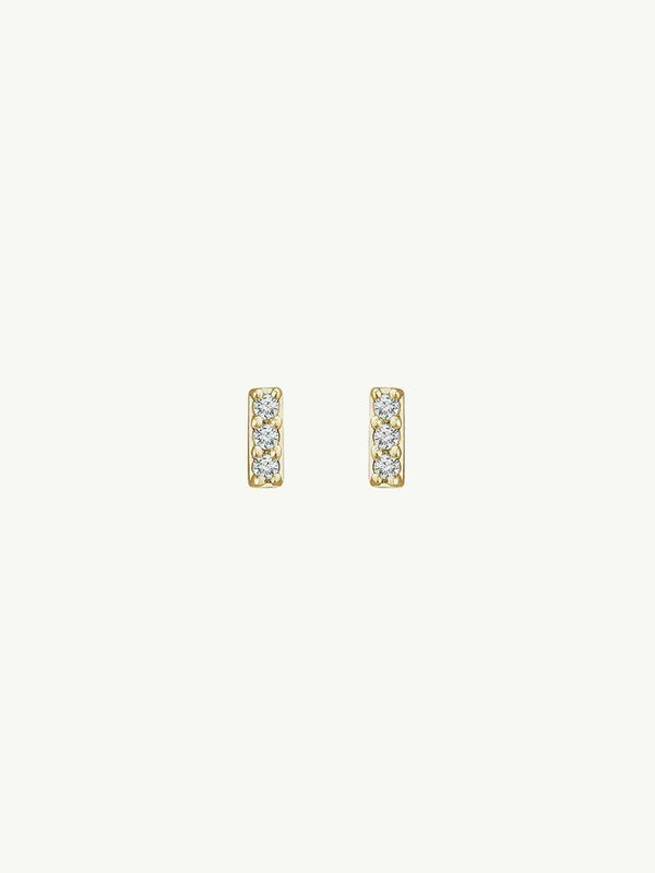 Micro Bar Earrings with Pavé Diamonds (.05 ctw) in 14K Yellow Gold