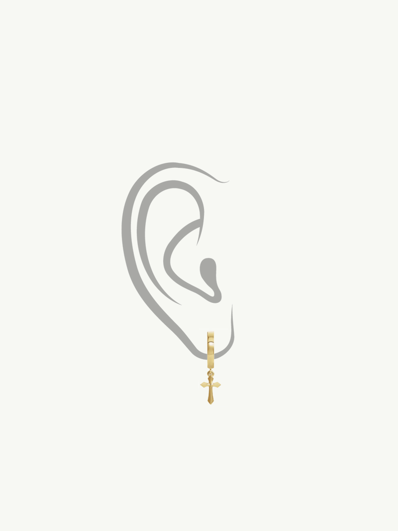 Archive – Crucifix Pendant Huggie Hoop Earring, 20mm
