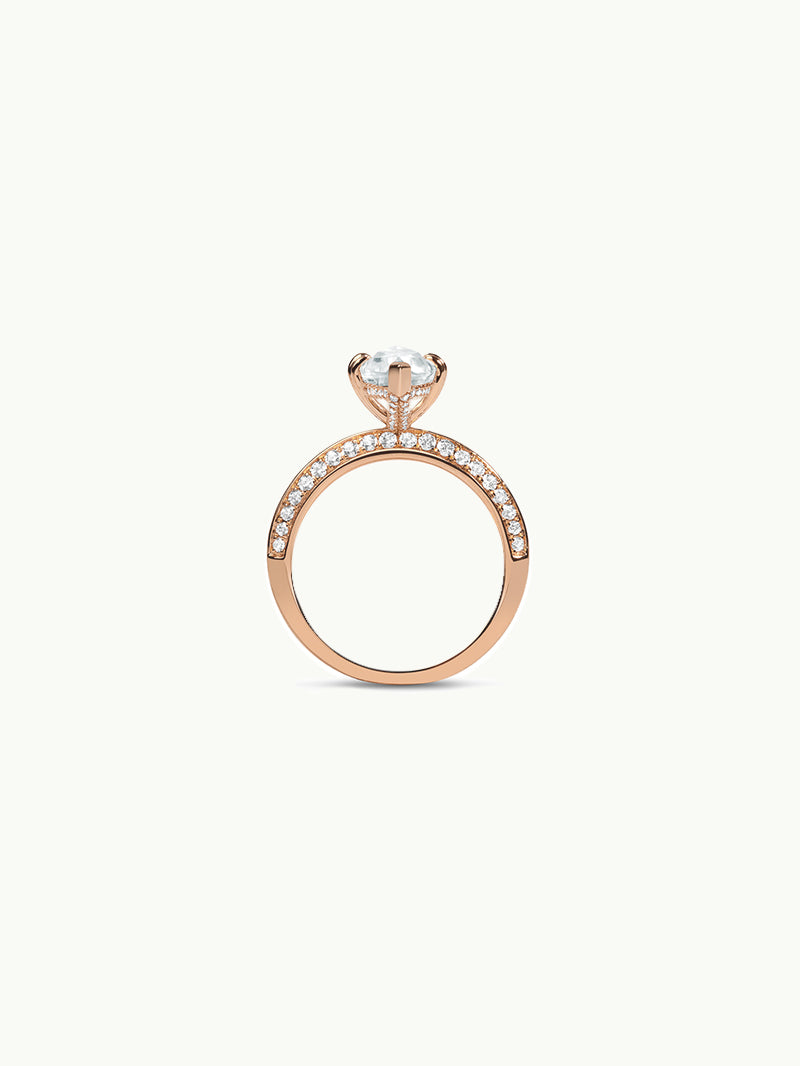 Marei Diamond Halo Marquise-Cut White Aquamarine Engagement Ring In 18K Rose Gold