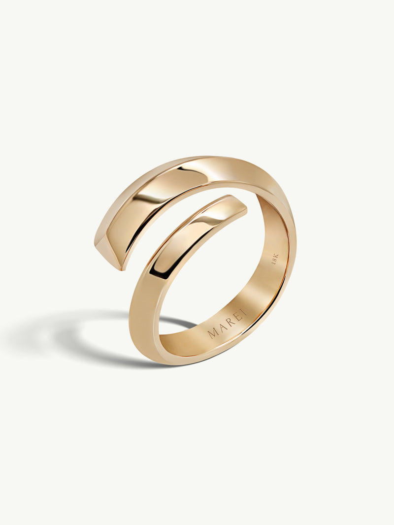 Pythia Serpentine Coil Men's Ring In 18K Yellow Gold, 14mm