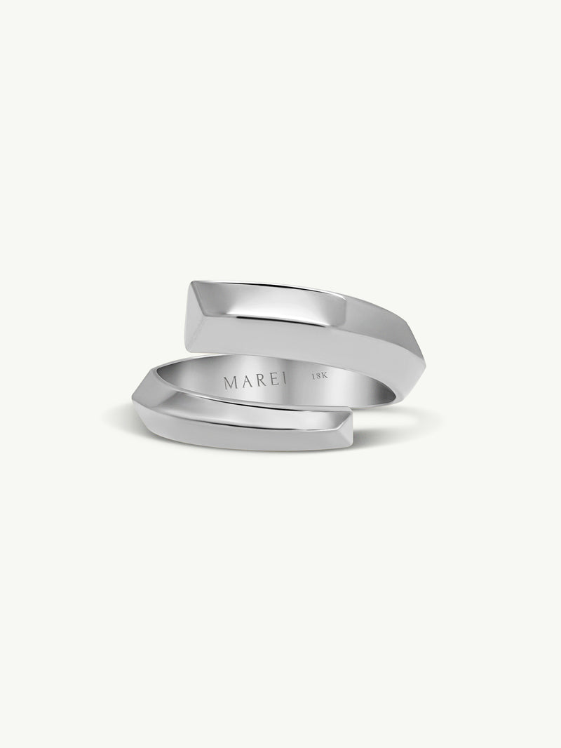 Pythia Serpentine Coil Men's Ring in 18K White Gold, 14mm