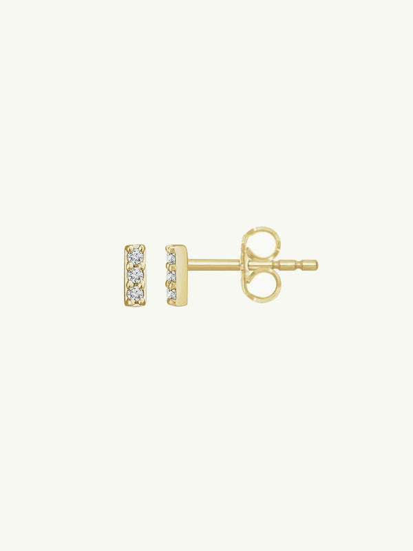 Petite Pavé White Diamond Bar Earrings In 14K Yellow Gold, 0.05 CTW