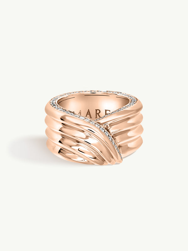 Pharaoh I Pavé-Set Brilliant White Diamond Ring In 18K Rose Gold