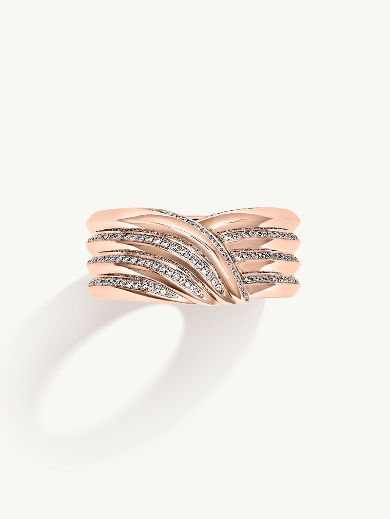 Pharaoh II Pavé-Set Brilliant White Diamond Ring In 18K Rose Gold