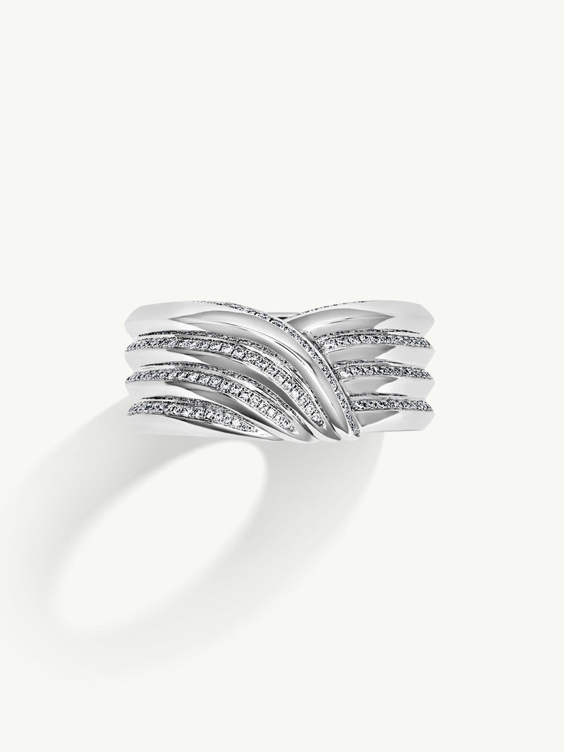 Pharaoh II Pavé-Set Brilliant White Diamond Ring In 18K White Gold