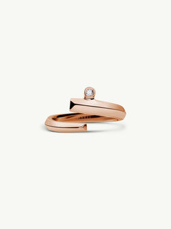 Pythia Serpentine Coil Ring With Brilliant White Diamond In 18K Rose Gold