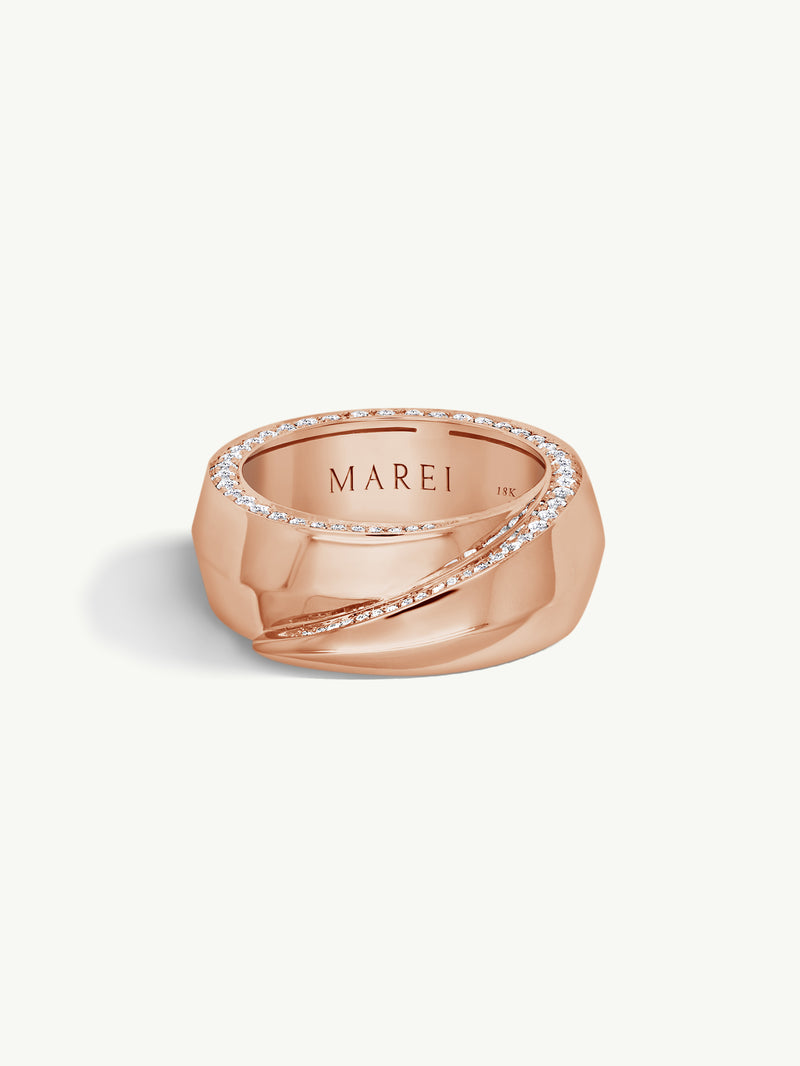 Sahara Oasis Ring With Pavé-Set Brilliant White Diamonds In 18K Rose Gold, 8mm