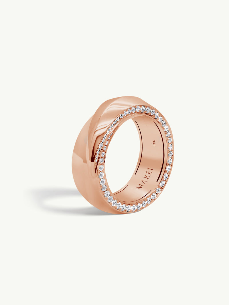 Sahara Oasis Ring With Pavé-Set Brilliant White Diamonds In 18K Rose Gold, 8mm