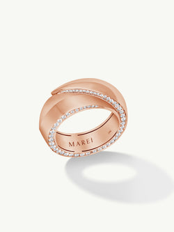 Sahara Oasis Ring With Pavé-Set Brilliant White Diamonds In 18K Rose Gold, 8mm