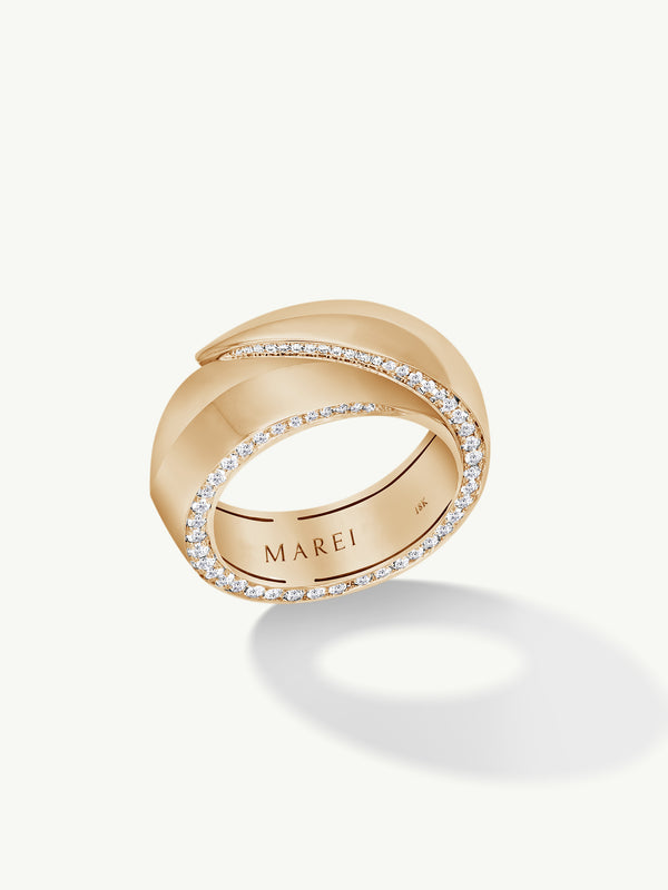 Sahara Oasis Ring With Pavé-Set Brilliant White Diamonds In 18K Yellow Gold, 8mmSahara Oasis Ring With Pavé-Set Brilliant White Diamonds In 18K Yellow Gold, 8mm